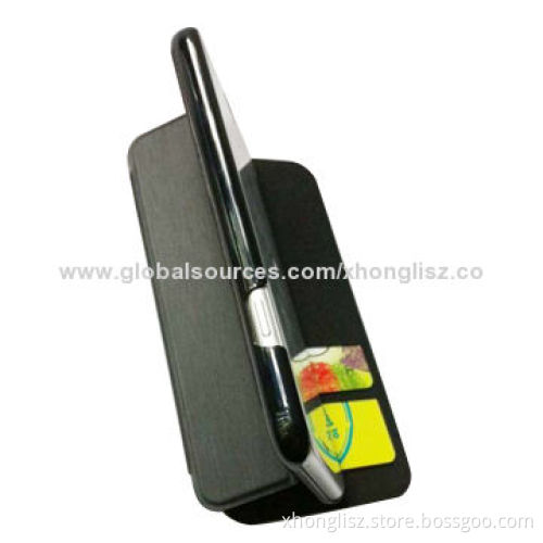 Rain silk PU phone case with card slot & fold stand design